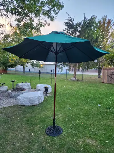 Brand New 8' Patio UMBRELLA with Cast Iron Stand, View more