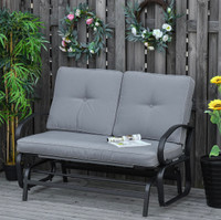 Outsunny Patio Glider Bench with Padded Cushions and Armrests, O