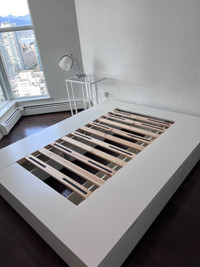 IKEA Queen Bed Frame White, with storage 