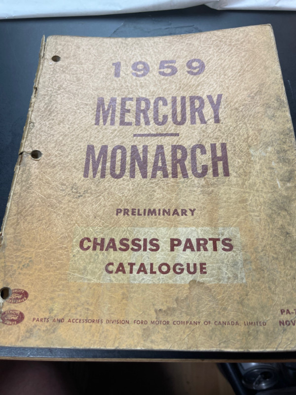 1959 MERCURY MONARCH CHASSIS PARTS CATALOG # M1289 in Textbooks in Edmonton