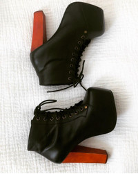 Jeffrey Campbell Platform Booties “Lita” in Black Leather