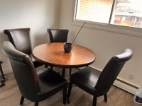 Wooden Kitchen Table with Leather Chairs
