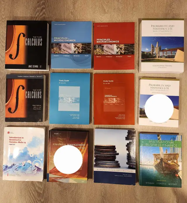 University Textbooks - Finance, Calculus, Economics, Statistics.