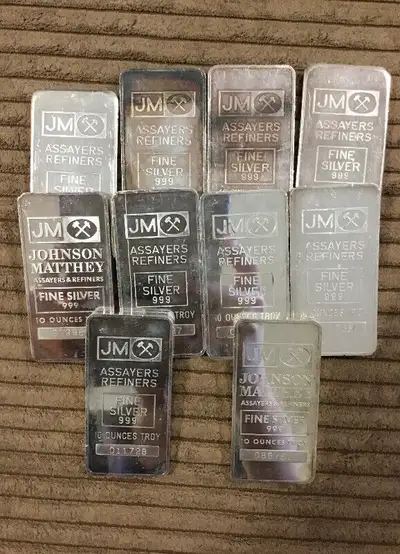 Johnson Mathey    10oz .999 Silver Bars, View more