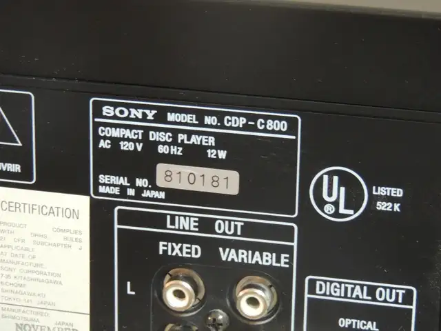 Sony CDP-C800 5-CD Changer w/optical, Var out, Japan + Cable ! in Stereo Systems & Home Theatre in Mississauga / Peel Region - Image 7