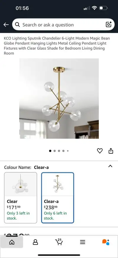 Sputnik Chandelier – 6-Light Modern Design – Brand New, View more
