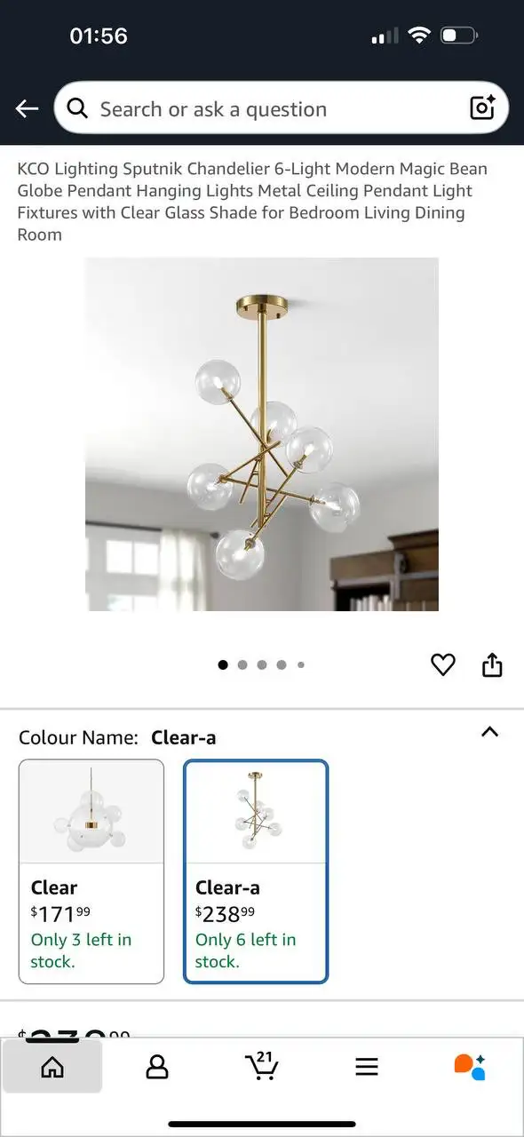 Sputnik Chandelier – 6-Light Modern Design – Brand New in Indoor Lighting & Fans in Kitchener / Waterloo - Image 2