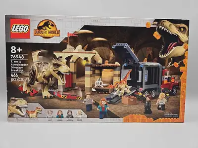 Unleash prehistoric thrills with the LEGO Jurassic World T. Rex & Atrociraptor Dinosaur Breakout set...