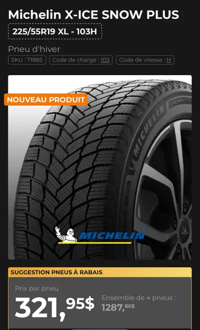 Négociable 4 pneu d’hiver Michelin X ice montée sur les mag d’hiver noir très peu d’usure , 9/32 pou...