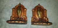 Bronze peacock bookends