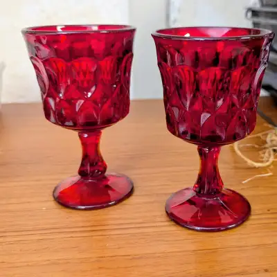 Noritake glassware - two red 3-ounce claret glasses, View more