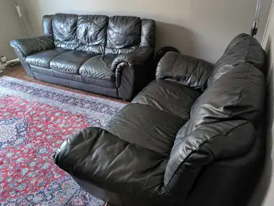 Natuzzi genuine leather top grain sofa set, View more