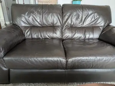 Leather loveseat - dark espresso brown, View more