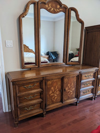Beautiful wood bedroom dresser with mirror