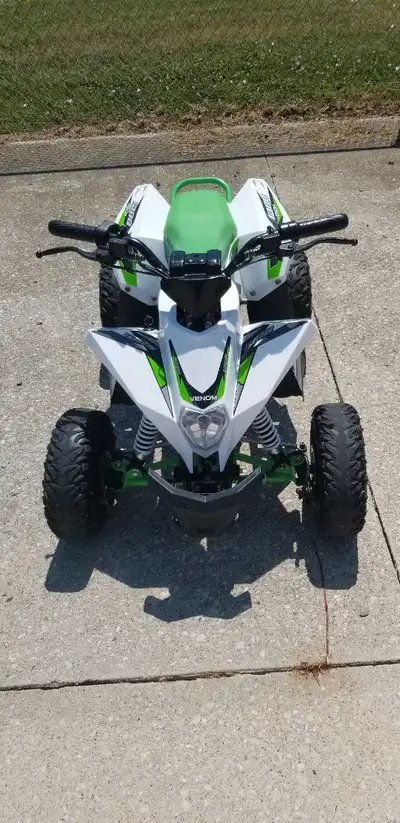 1300 watt, 48 volt venom electric 4 wheeler. Full hydraulic disc brakes, speed, power, and accelerat...