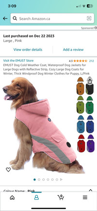 Dog cold weather coat