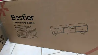 TV Stand for 65/75 Inch TV NEW! UNOPENED! white/gold, View more