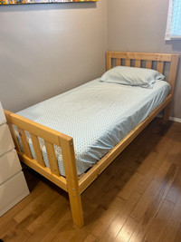 Twin Size Canadian Pine Wood Bed Frame 