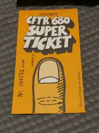 Rare late 1970s radio station CFTR 680 Super Ticket