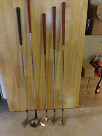 5pc Golf Clubs with 12 club tops, see description