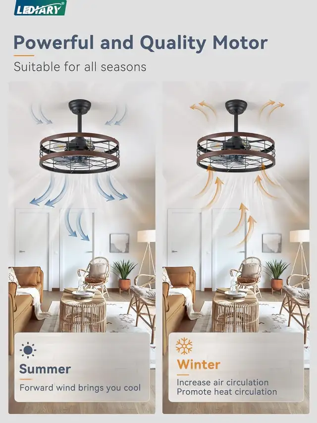 LEDIARY 20" Fandelier Ceiling Fan – Bladeless, LED Light, Remote in Indoor Lighting & Fans in Mississauga / Peel Region - Image 8