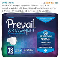 Prevail Air over-night adult diapers 