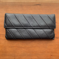 Jane Shilton Black Leather Clutch Purse (like new)