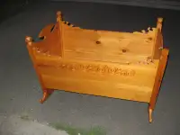 One of a kind wooden baby rocking cradle crib.