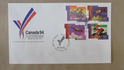 Canada Stamps (FDC) First Day Cover #1521. 1994, XV Commonwealth Games. Unaddressed cover. I have 3...
