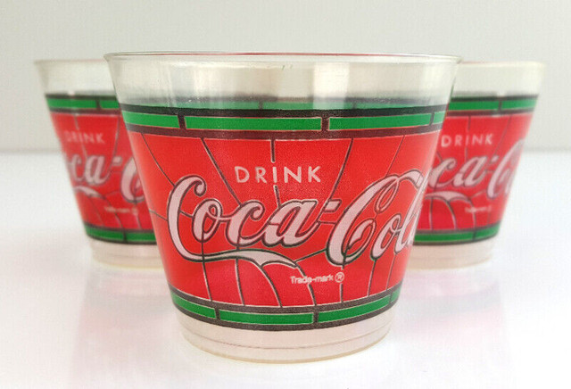 Vintage Coca-Cola Tiffany-Style Stained Glass Plastic Cups in Arts & Collectibles in City of Toronto