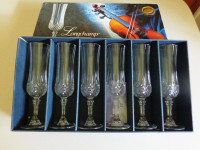 6 LONGECHAMP FRANCE FLUTES 24 % CHAMPAGNE GLASSES