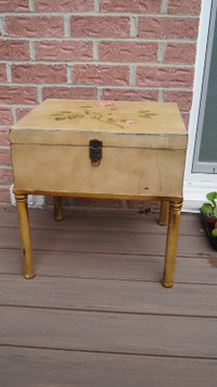 WOOD STORAGE CABINET ON METAL STAND