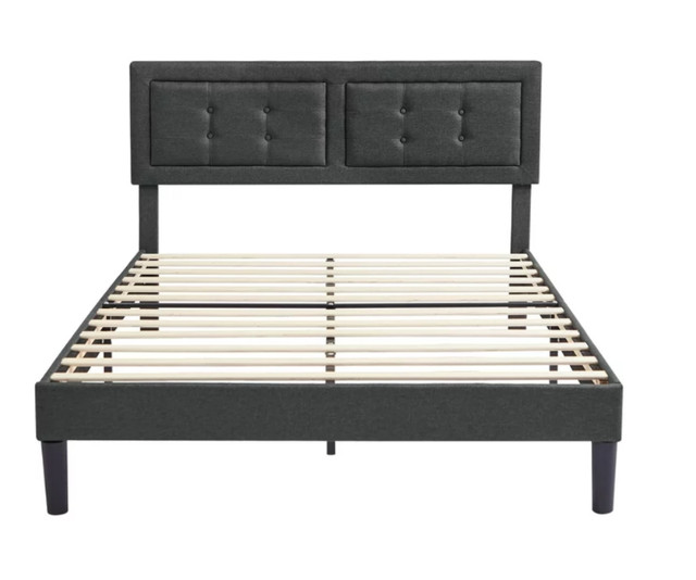 VECELO Queen Size Platform Bed Frame with Adjustable Headboard in Beds & Mattresses in Regina - Image 3