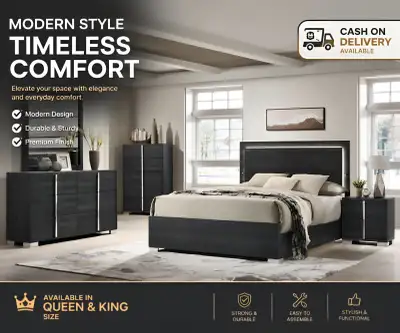 Modern Complete Bedroom Set | Queen & King Size  FREE Box Spring, View more