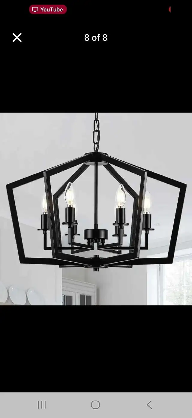 Farmhouse Black Metal Chandelier – 6-Light Adjustable Hanging Fi in Indoor Lighting & Fans in City of Montréal - Image 9