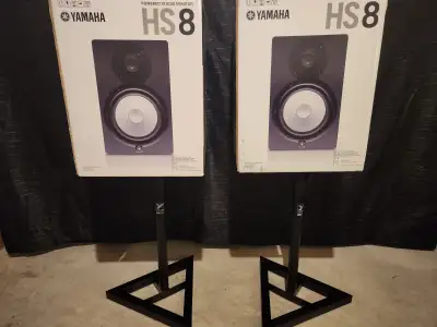 Still in box with manuals and original packaging for the cords. 2x HS8s and 2x Yorkvillle Monitor St...