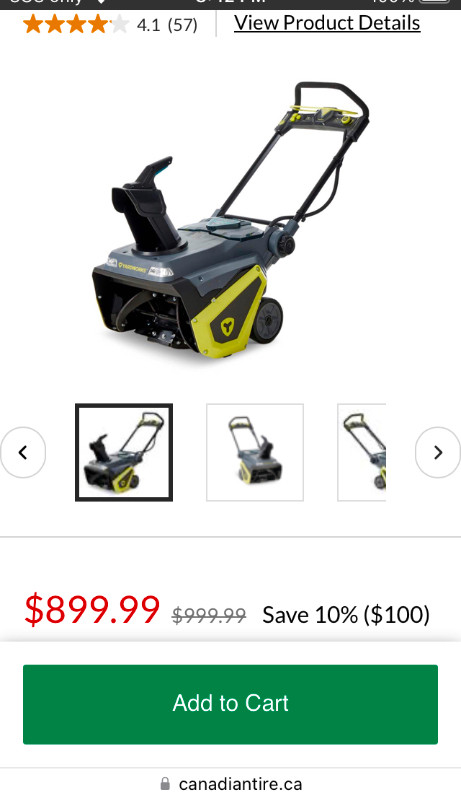 Yardworks 96V Cordless Snowblower ”Battery/Charger not Included” in Lawnmowers & Leaf Blowers in Hamilton