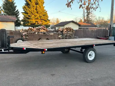 -Flat deck trailer is 17 feet long and a bit over 8 feet wide - Ramp is 4 feet wide. -Sled trailer w...