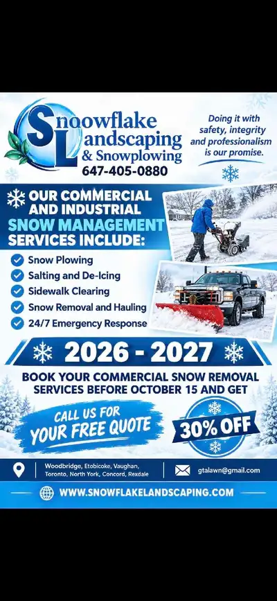 Commercial Snow plowing /Snow removal Services 647-405-0880 GTA, View more