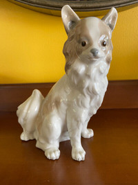 VTG Lladro Nao Long Haired Chihuahua Papillion Dog Figurine