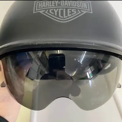 Harley Davidson Curbside (?) Half Helmet. Model HD-X06. Fibreglass shell provides maximum strength w...