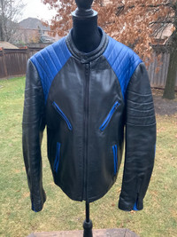 Vintage P LEATHER MONTREAL Moto MEN’S Leather Jacket Black 