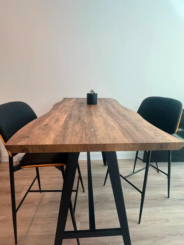 NEW counter table 92 cm height (walnut color) + 2 Bar Stool