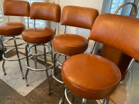 MCM Vintage Barstools Chrome & Genuine Leather in Cognac RARE!