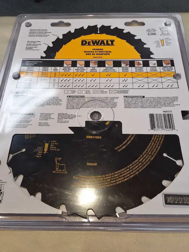 Dewalt DWA11024 10" Wood Saw Blade Mitre Saw Table Saw. *NEW* in Power Tools in City of Toronto - Image 3