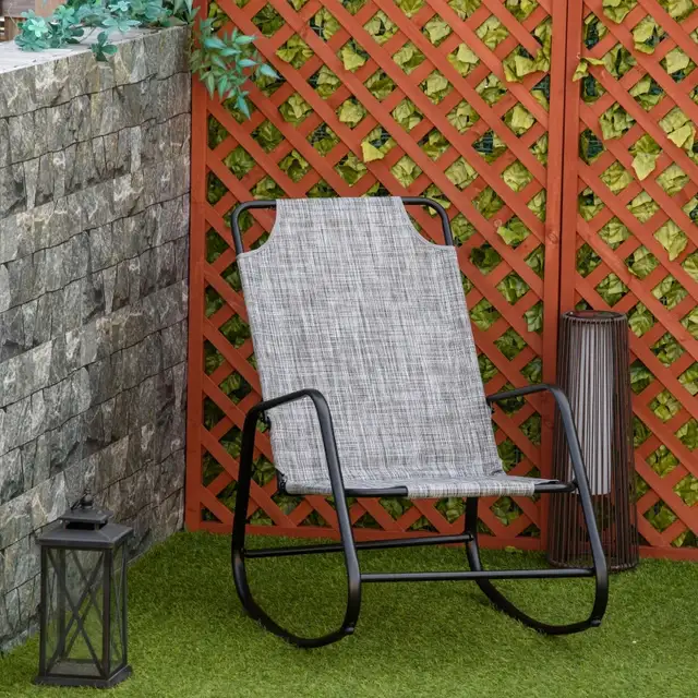 Garden Rocking Chair, Outdoor Indoor Texteline Rocker for Patio, in Patio & Garden Furniture in Markham / York Region - Image 9