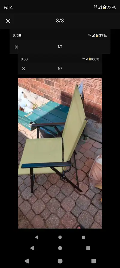 new set of 4 lime outdoor chairs 30$ x 4, View more