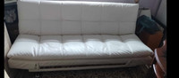 Leather white futon convertible to bed