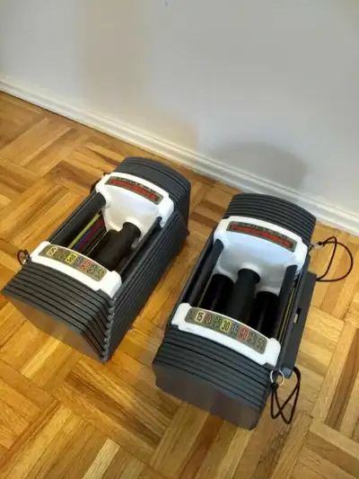 Pair Powerblock Adjustable Dumbbells to 50lbs Weights dumbells, View more