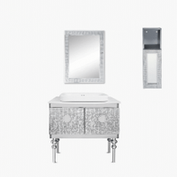 Elegant Stainless Steel vanity set with wall  cabinet & mirror